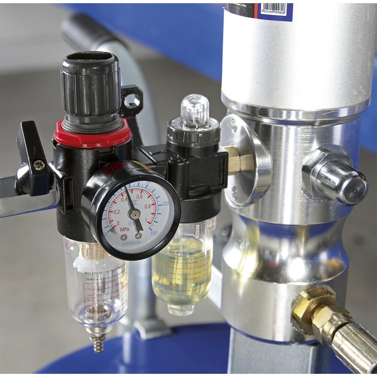 Sealey Grease Pump Air Operated Control Valve & Bucket Trolley 50kg AK453X