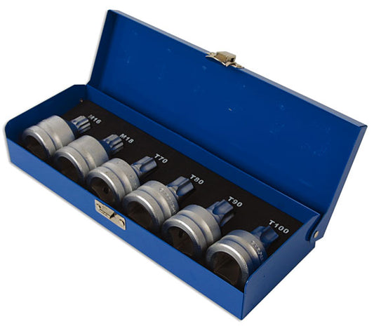 LASER 3815 6Pcs Screwdriver Tamperproof Spline Star Bit Set 3/4" Drive CrMo Tool