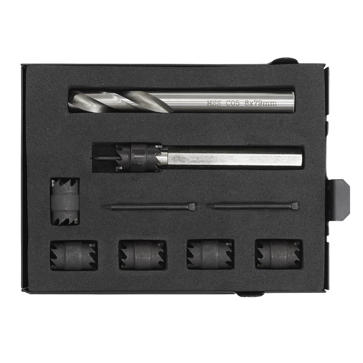 Sealey Spot Weld Cutter & Drill Set With Metal Storage Case 9 Pieces 10mm AK4730