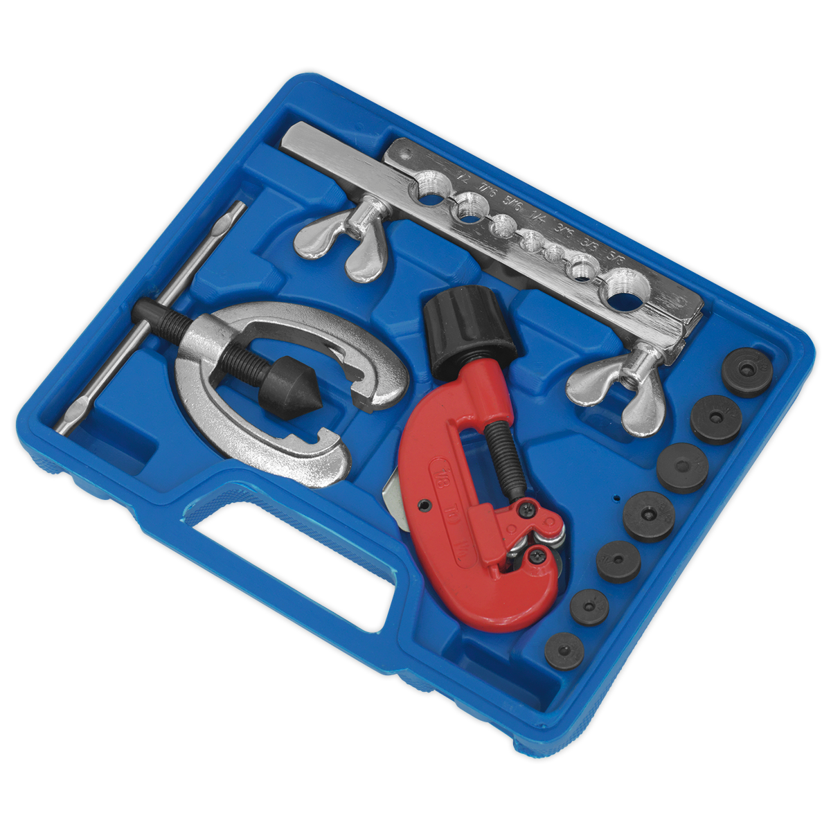 Sealey Pipe Flaring & Cutting Kit With Die-Cast Frame 10 Pieces Tubing Set AK506