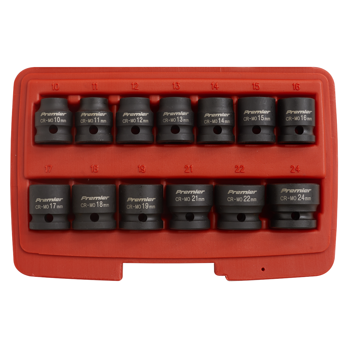 Sealey Impact Socket Set 13 Pieces 1/2" Square Drive Low Profile Metric AK5613LP
