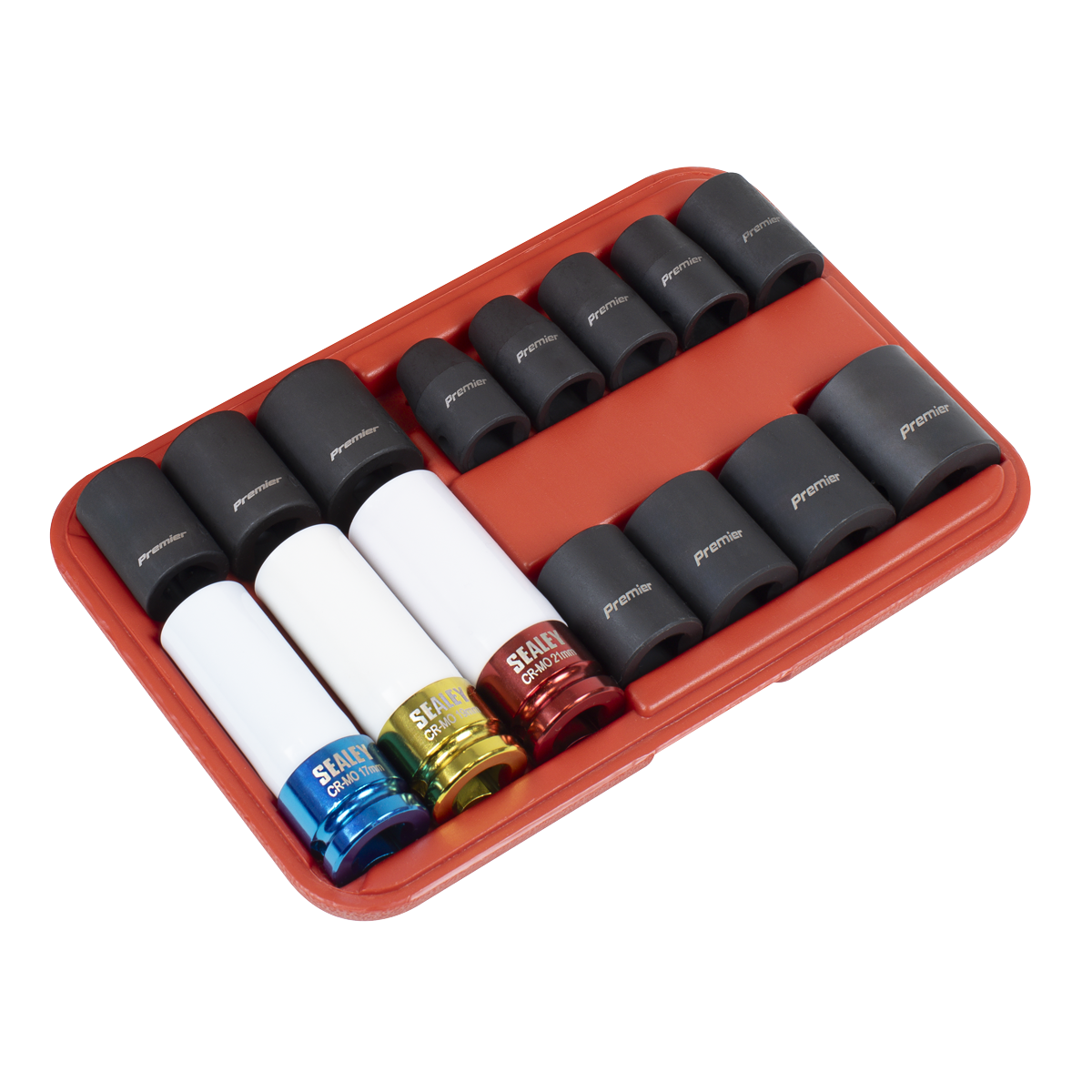 Sealey Impact Socket & Wheel Nut Remover Set 1/2" Square Drive 15pc AK5615M