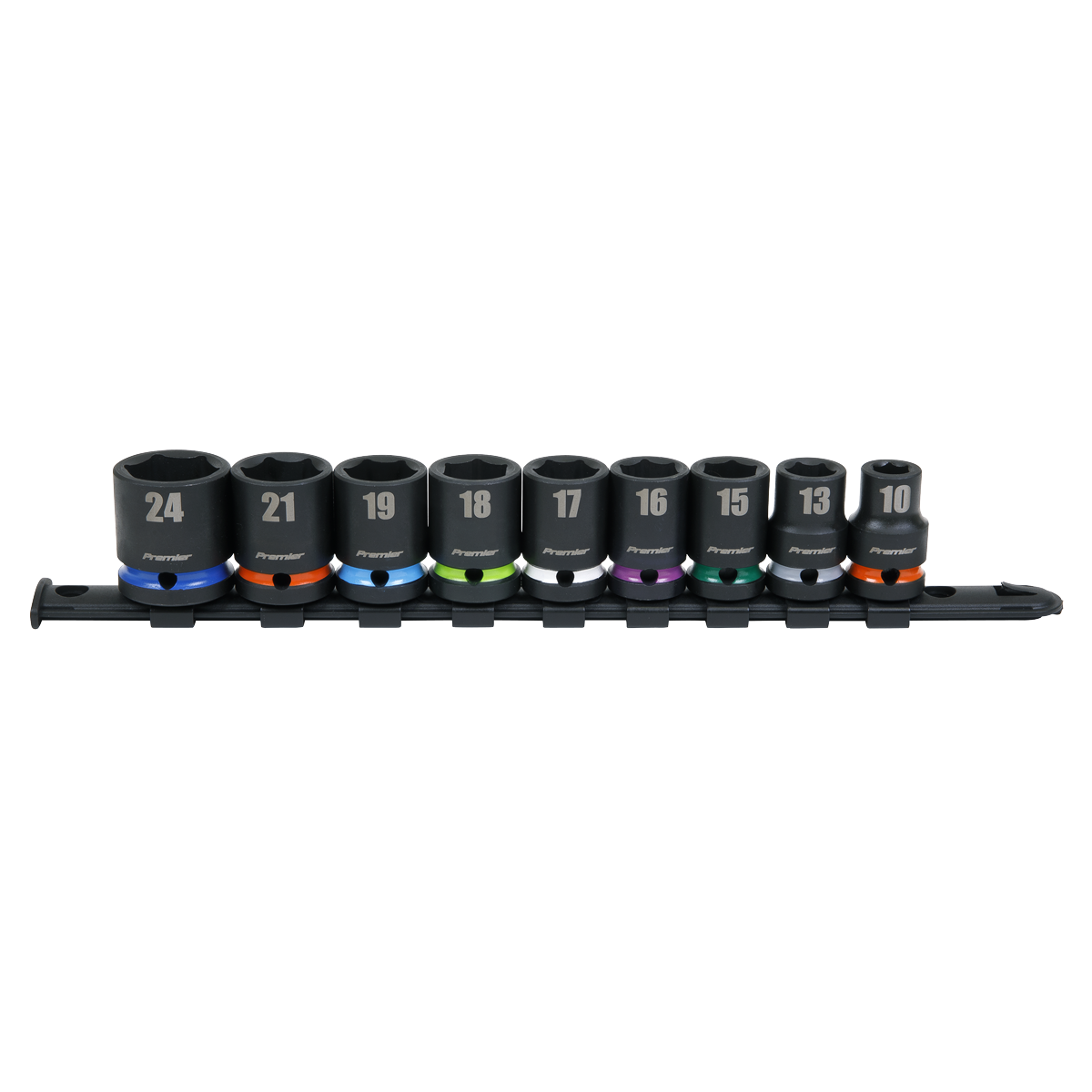 Sealey Impact Socket Set 9 Pieces 1/2" Square Drive Metric Colour-Coded AK5618M