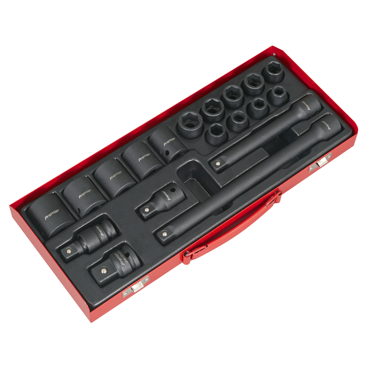 Sealey Impact Socket Set 19 Pieces 1/2" Square Drive Metric Black AK5619M