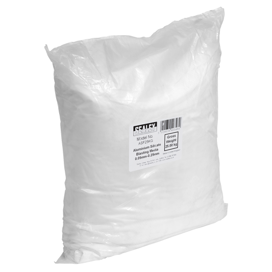 Sealey Aluminium Silicate Blasting Media 0.09mm-0.25mm General Purpose ASF25KG