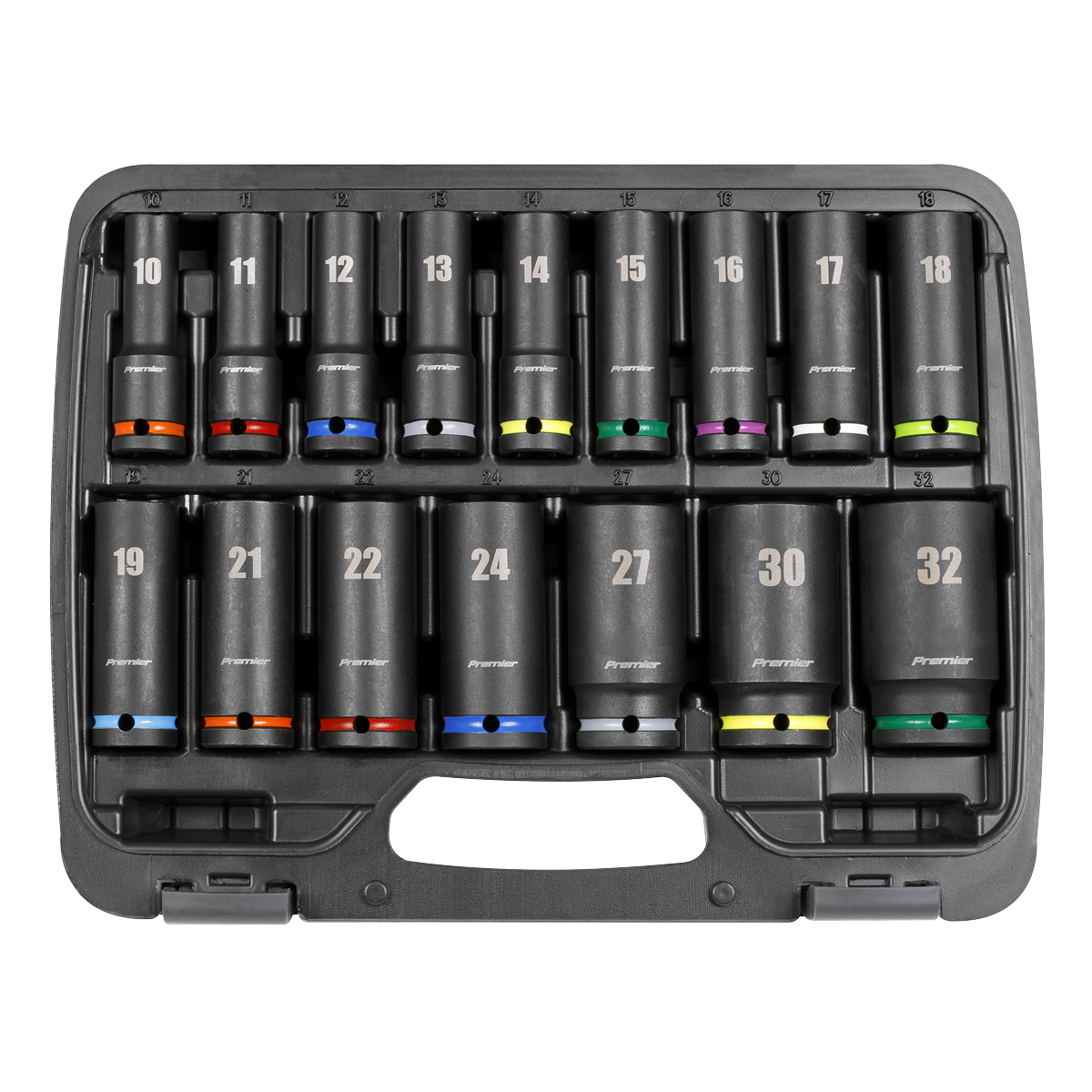 Sealey Impact Socket Set 16 Pieces 1/2" Square Drive Deep Metric AK5818M