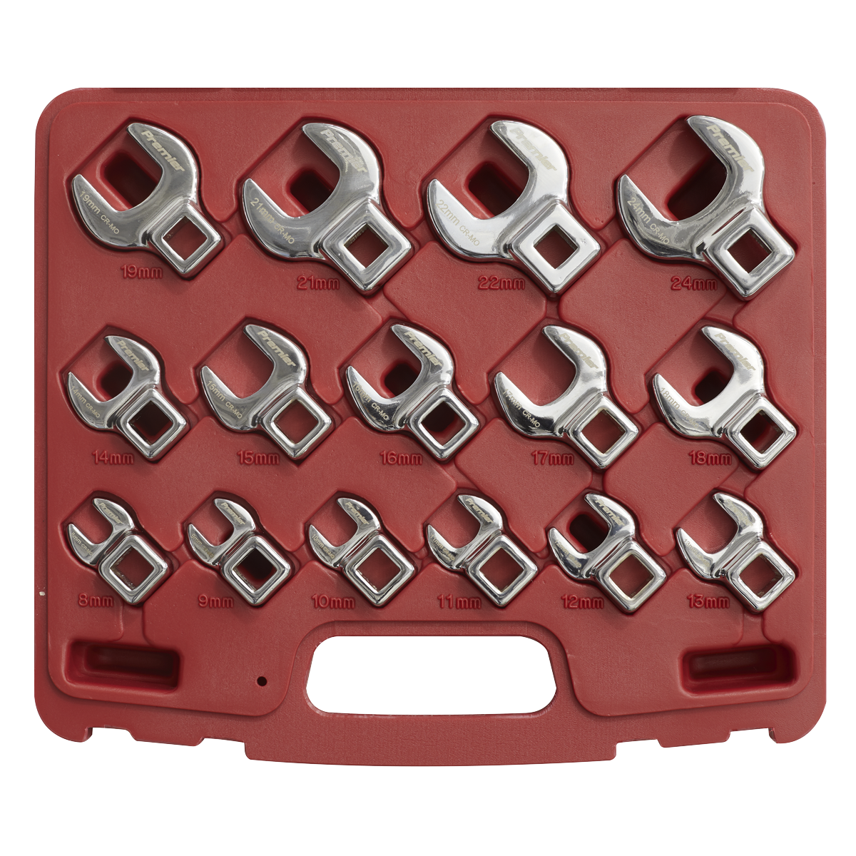 Sealey Crows Foot Open End Spanner Set 15 Pcs 3/8" Square Drive Metric AK59891