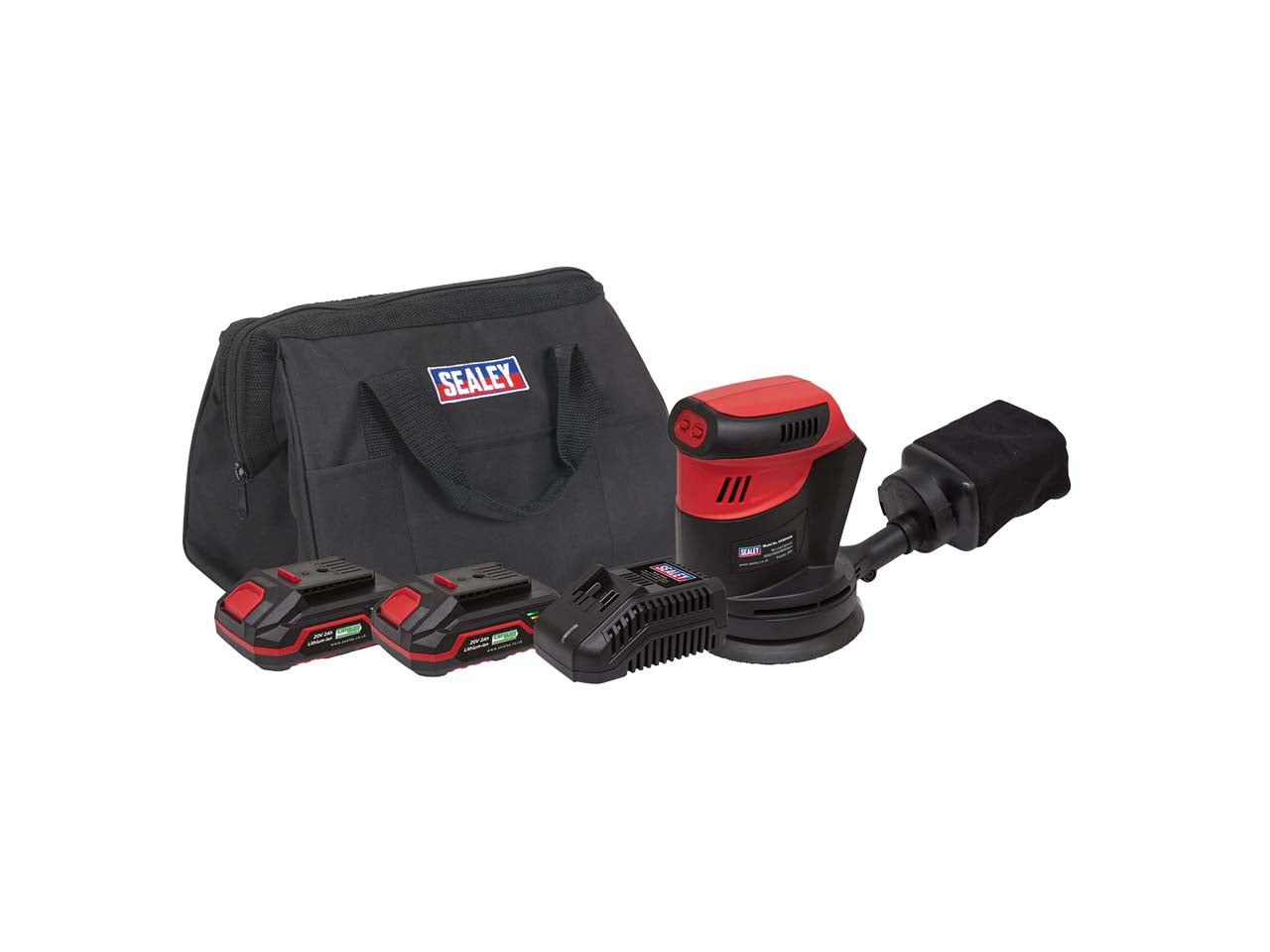 Sealey 20V SV20 Series 2x2.0Ah 125mm Cordless Orbital Palm Sander Kit CP20VOSKIT