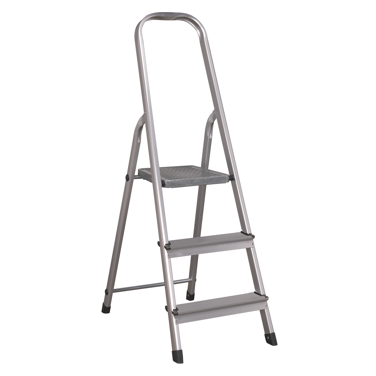 Sealey Aluminium Step Ladder 3-Tread 80mm Deep Non-Slip Steps EN 131 ASL3S