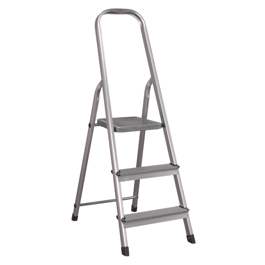Sealey Aluminium Step Ladder 3-Tread 80mm Deep Non-Slip Steps EN 131 ASL3S