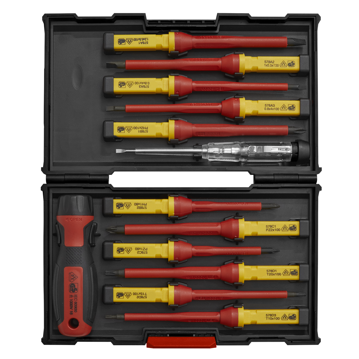 Sealey VDE Approved Interchangeable Screwdriver Set in Storage Case 13pc AK6128