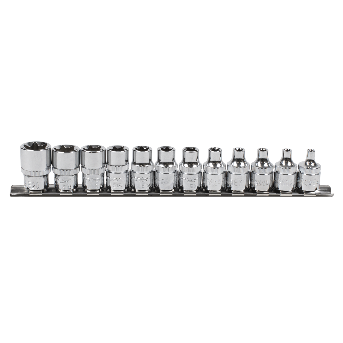Sealey TRX-Star Socket Set 12 Pieces 3/8" Square Drive E4-E20 Silver AK61806