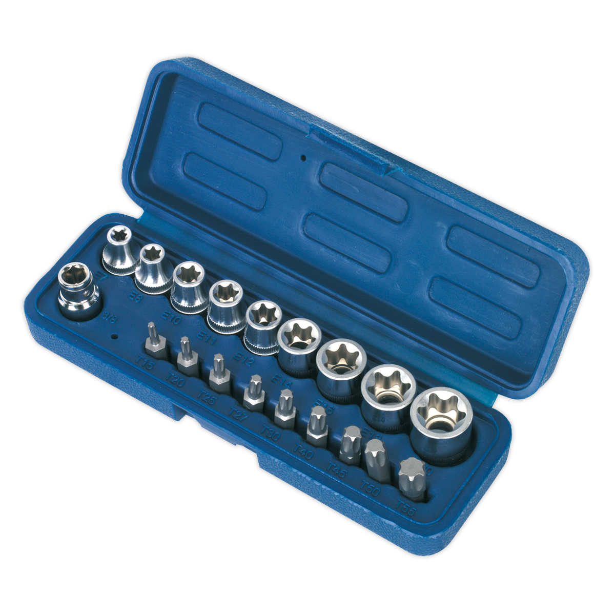 Sealey 19 Pieces 3/8" Square Drive TRX-Star Socket & Bit Set E7-E20 AK6191