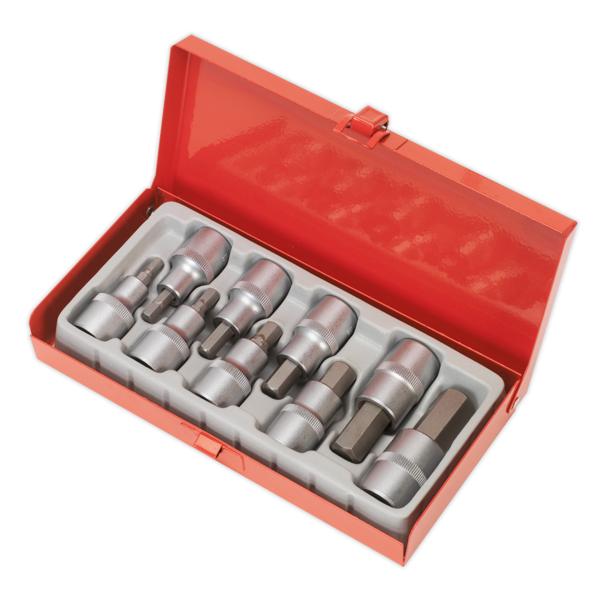 Sealey Hex Socket Bit Set Chrome Vanadium Steel 9 Pieces 1/2" Square Drive AK620