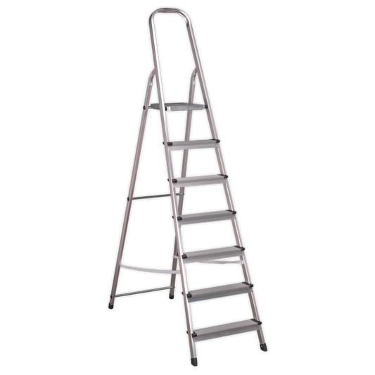 Sealey Aluminium Step Ladder 7-Tread 80mm Deep Non-Slip Steps EN 131 ASL7