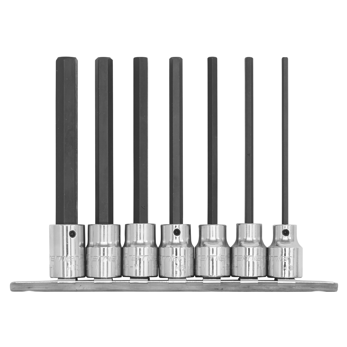 Sealey Hex Socket Bit Set 7 Pieces 3/8" Square Drive 110mm Metric AK62254