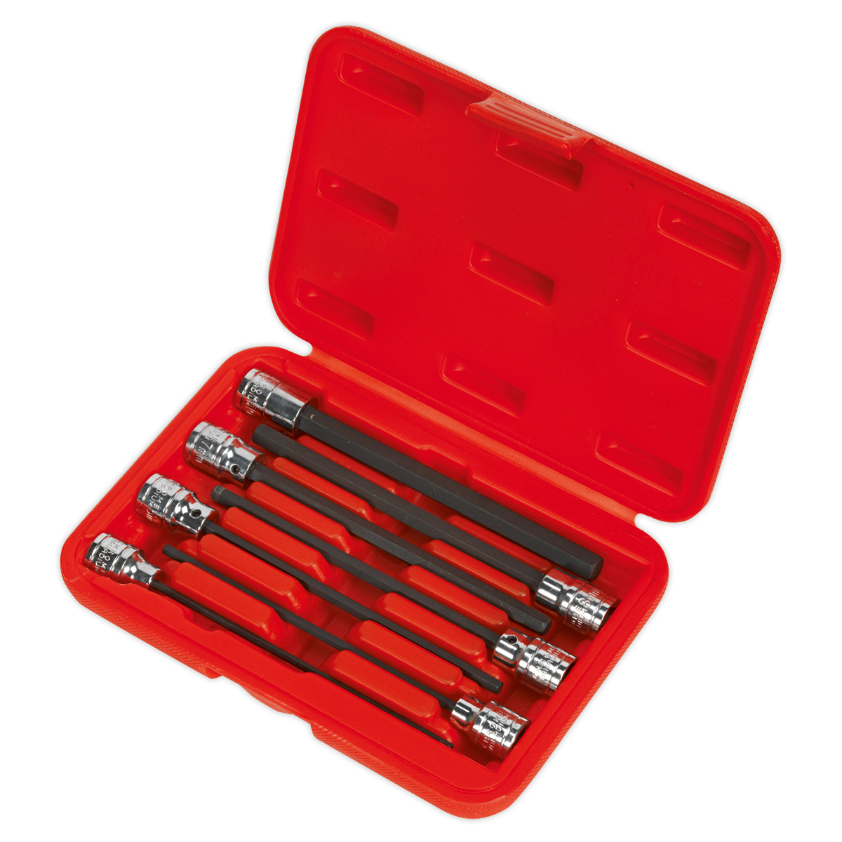 Sealey Hex Socket Bit Set 7 Pieces 3/8" Square Drive 150mm Metric AK62255