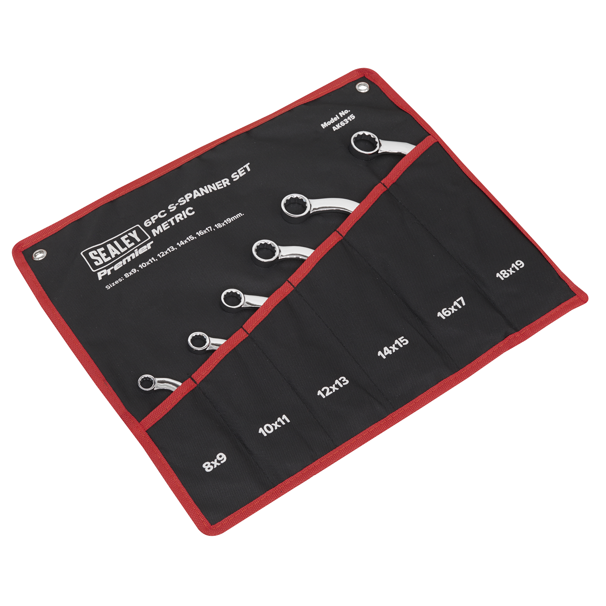 Sealey S-Spanner Set Fully Polished Mirror Finish 6 Pieces - Metric AK6315