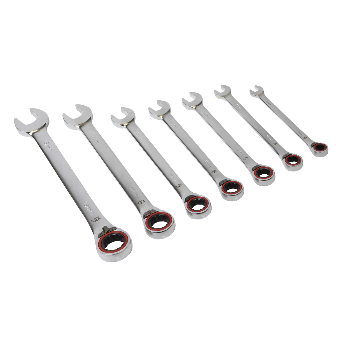 Sealey Reversible Ratchet Combination Spanner Set 7 Pieces Metric AK63945
