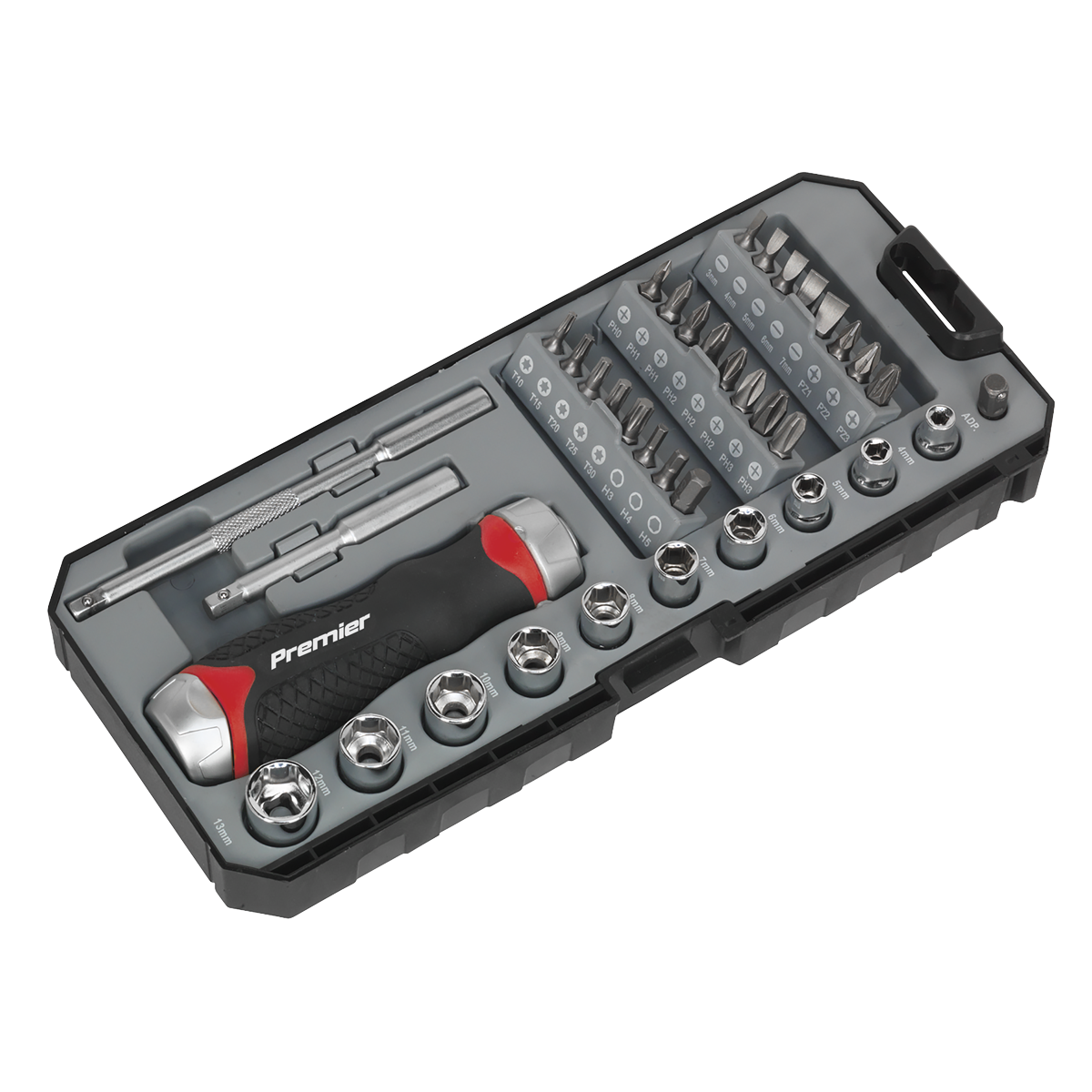 Sealey Fine Tooth Ratchet Screwdriver & Accessory Set 38 Pieces AK64905