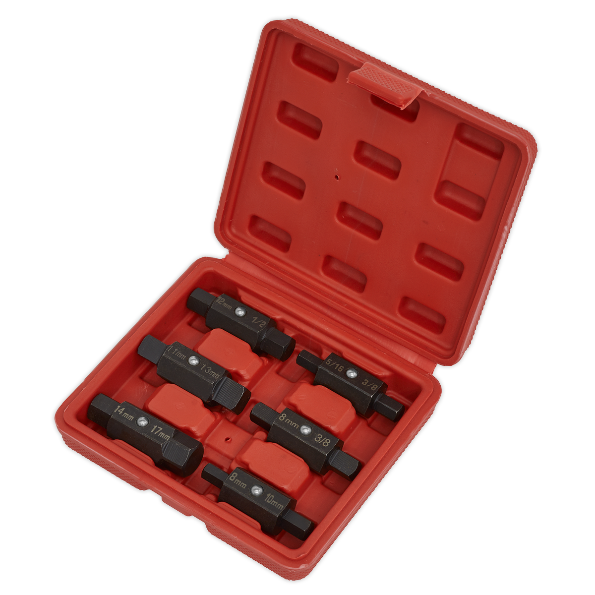 Sealey Oil Drain Plug Key Set 6 Pcs Double End Chemically Blackened Finish AK658