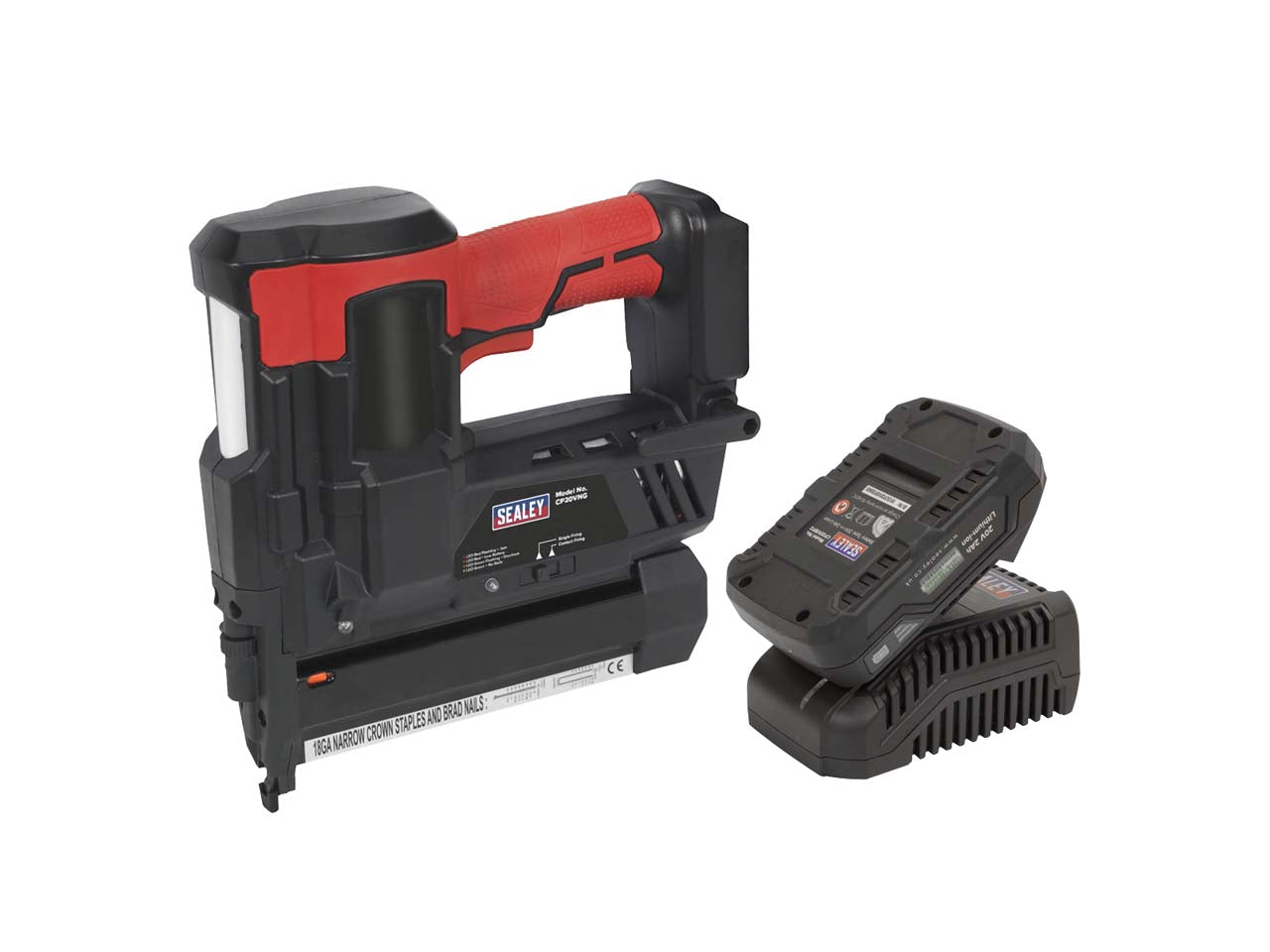 Sealey Compact Cordless Nail Staple Gun 18G 20V 2Ah Lithium-Ion CP20VNGKIT1