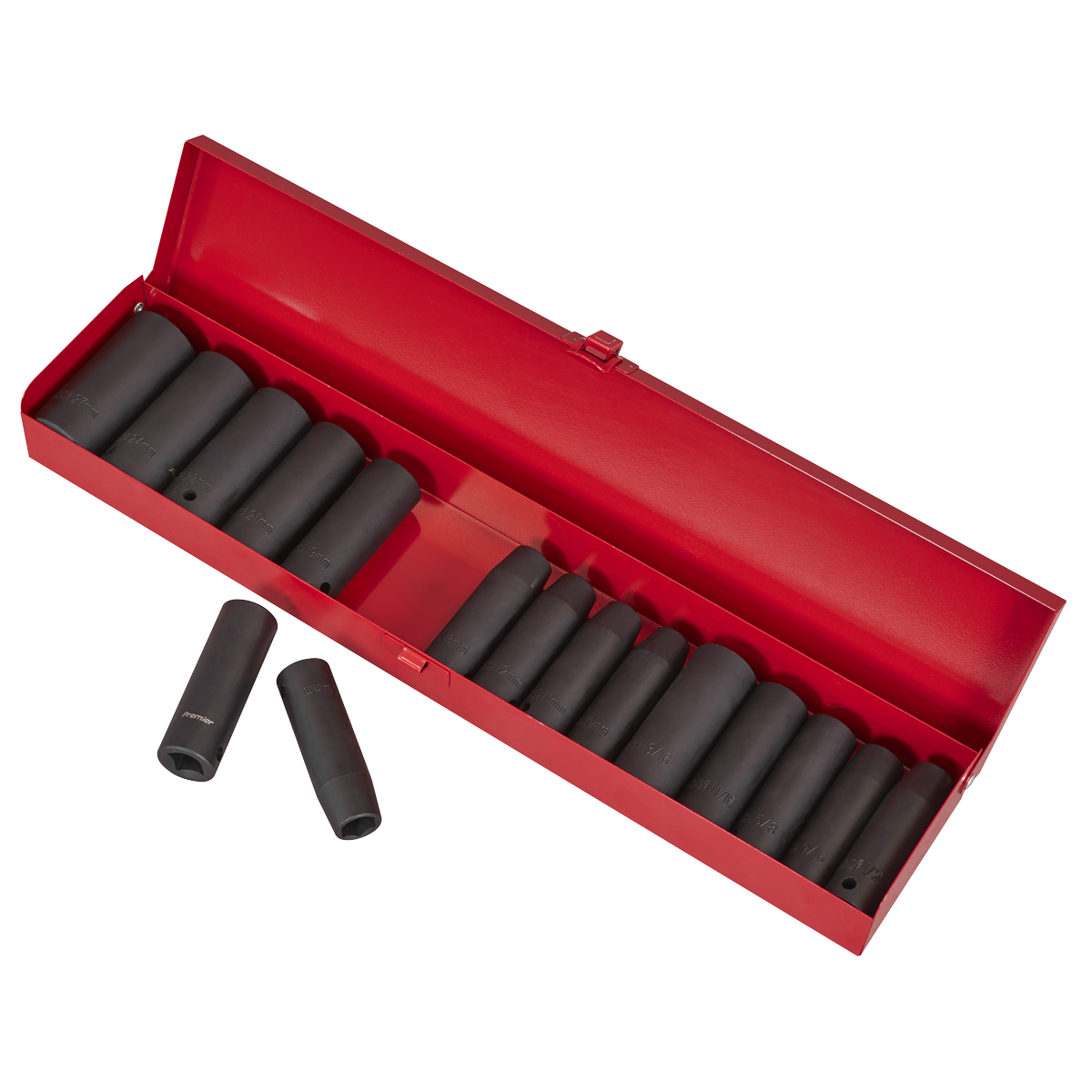 Sealey Impact Socket Set 16 Pieces Deep 1/2" Square Drive Metric/Imperial AK685