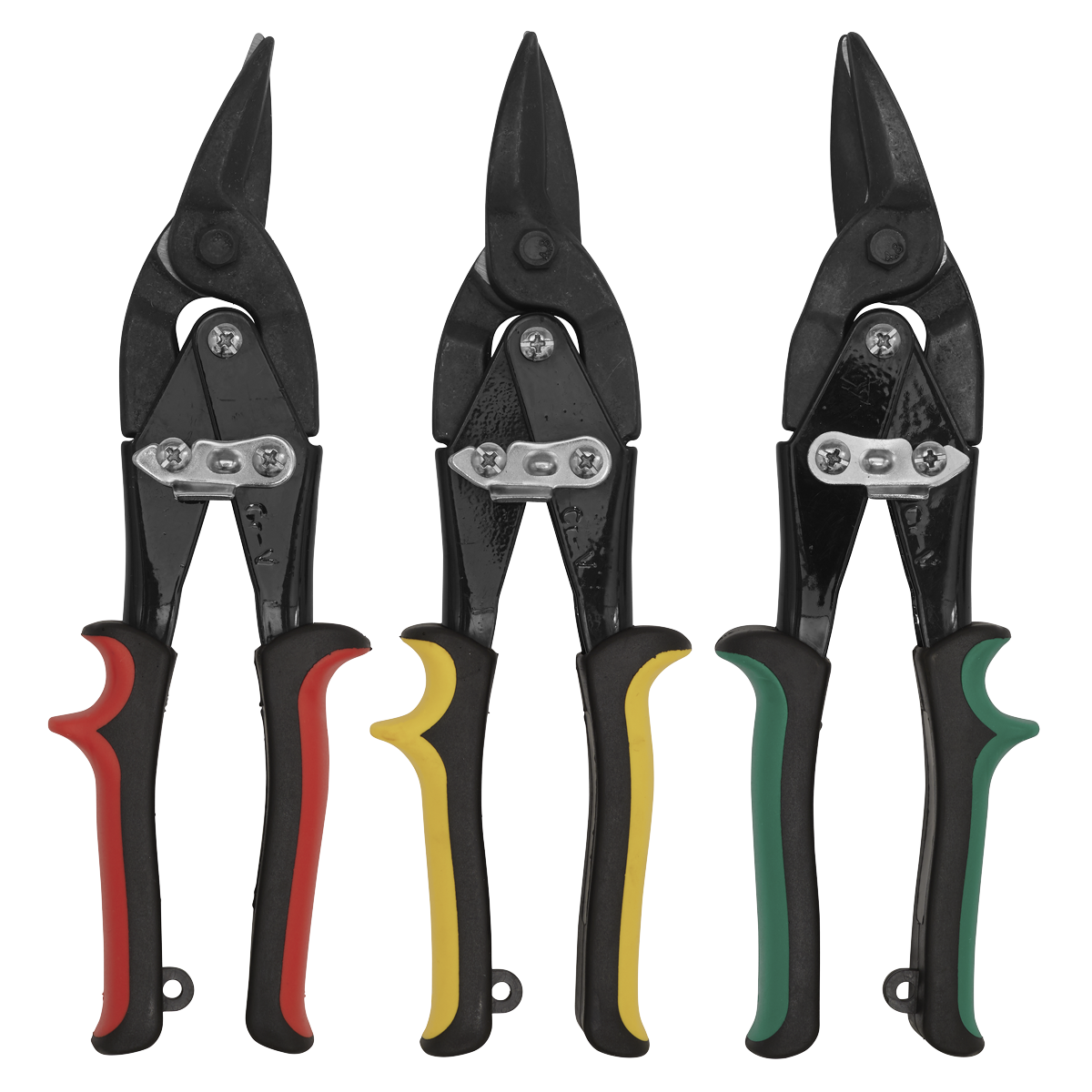 Sealey 3 Piece Aviation Tin Snips Set Steel Blades With Serrated Jaws AK6907