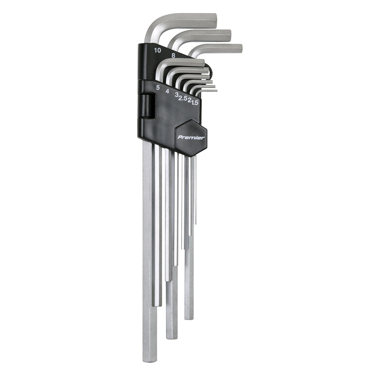 Sealey Hex Key Set With Satin Chrome Finish 9 Pieces Extra-Long Metric AK7137