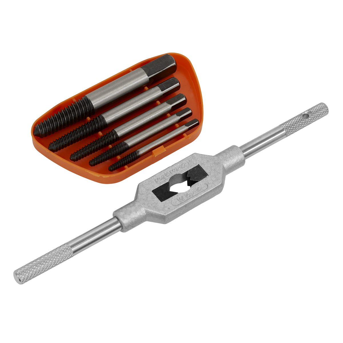 Sealey Helix Type Screw Extractor Set With Tap Wrench 6 Pieces Silver AK721