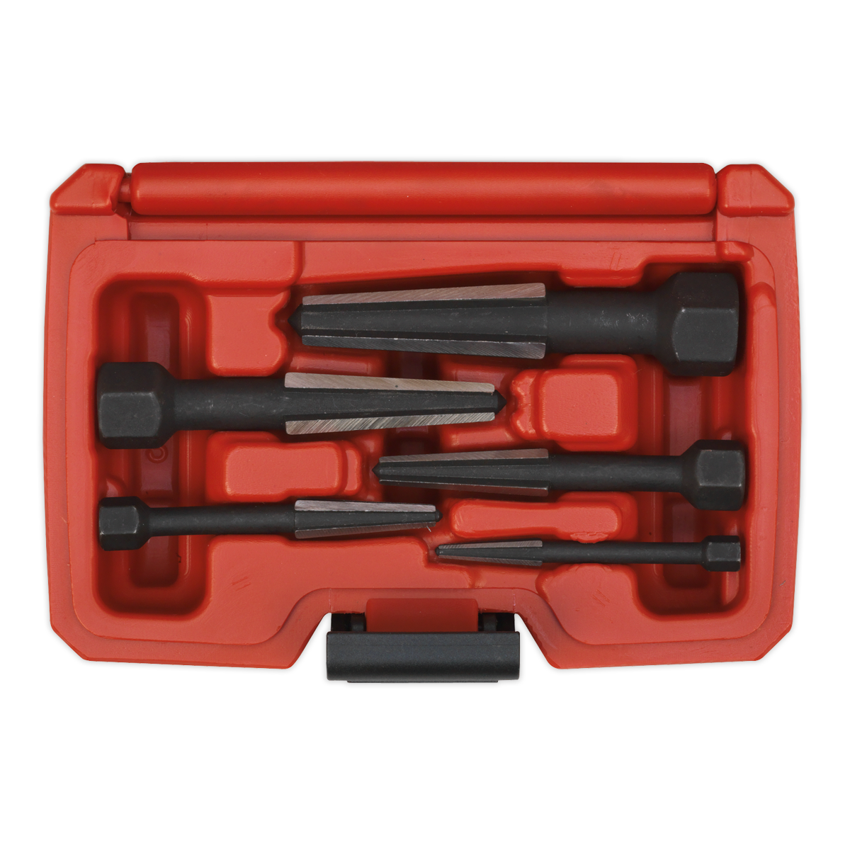 Sealey Screw Extractor Set 5 Pieces Double Edge Supplied In Storage Case AK752