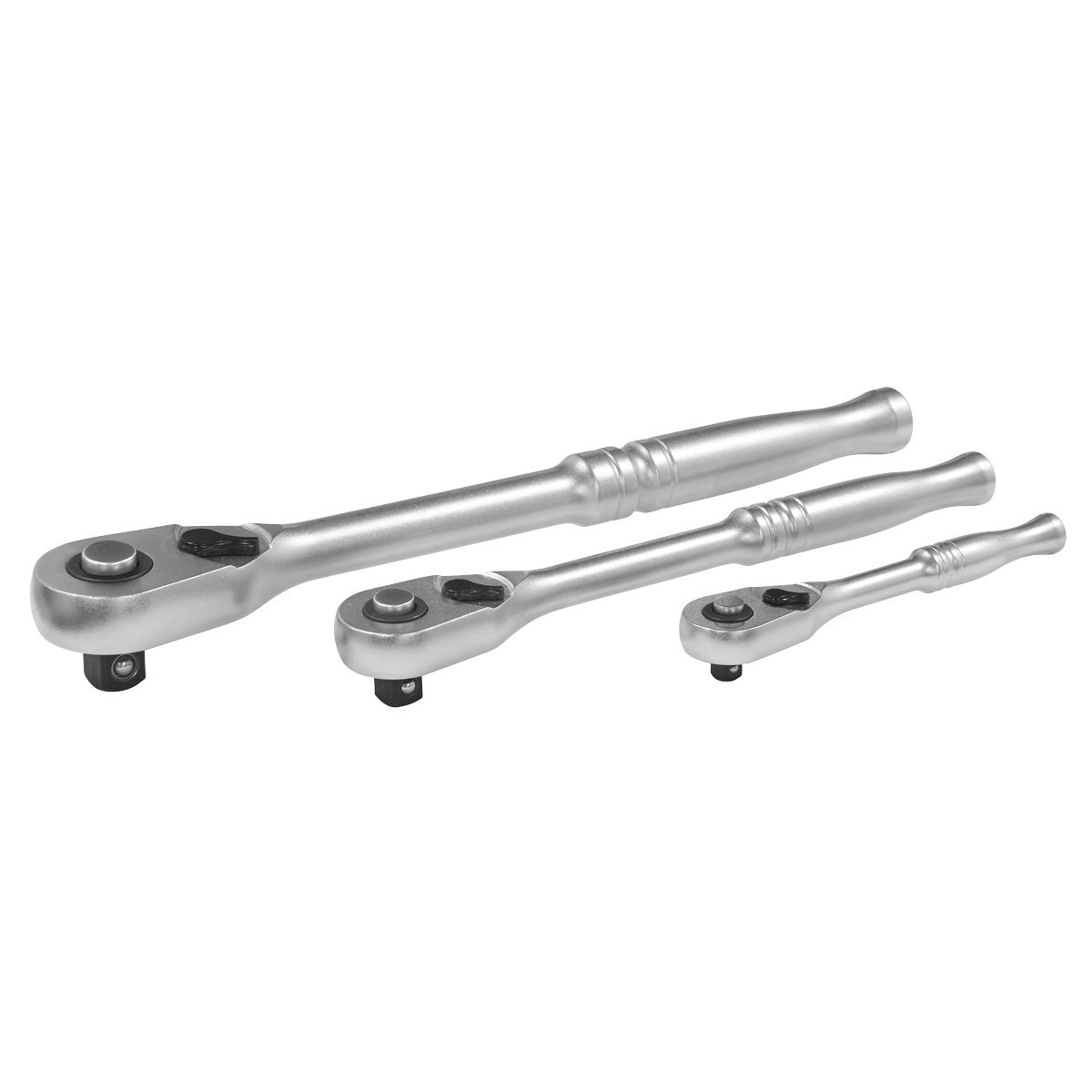 Premier Platinum Ratchet Wrench Set 3 Pcs Pear-Head Flip Reverse 1/4" 3/8" 1/2"