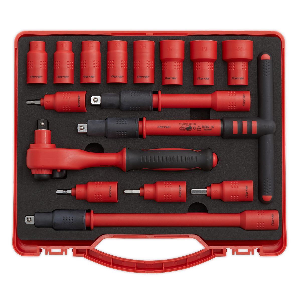 Sealey VDE Insulated Socket Set 16 Pieces 3/8" Square Drive Chrome Plated AK7940
