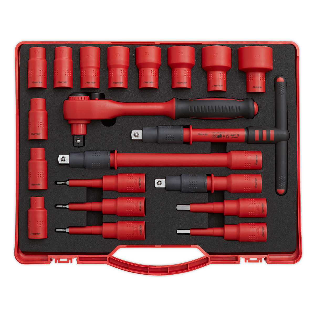 Sealey VDE Insulated Socket Set 20 Pieces 1/2" Square Drive Chrome Plated AK7941