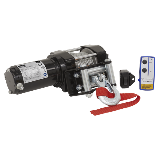 Sealey ATV Winch 1000kg Line Pull Wireless 12V Pull & Turn Clutch ATV1000W