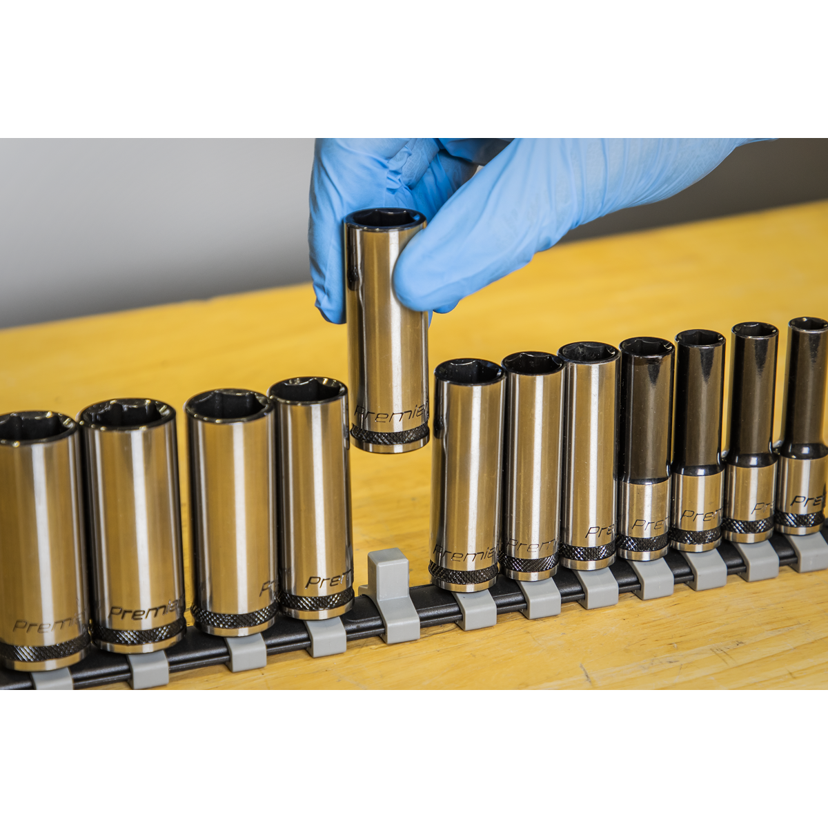 Sealey 12 Pieces 3/8" Square Drive Deep Socket Set - Black Series AK7993
