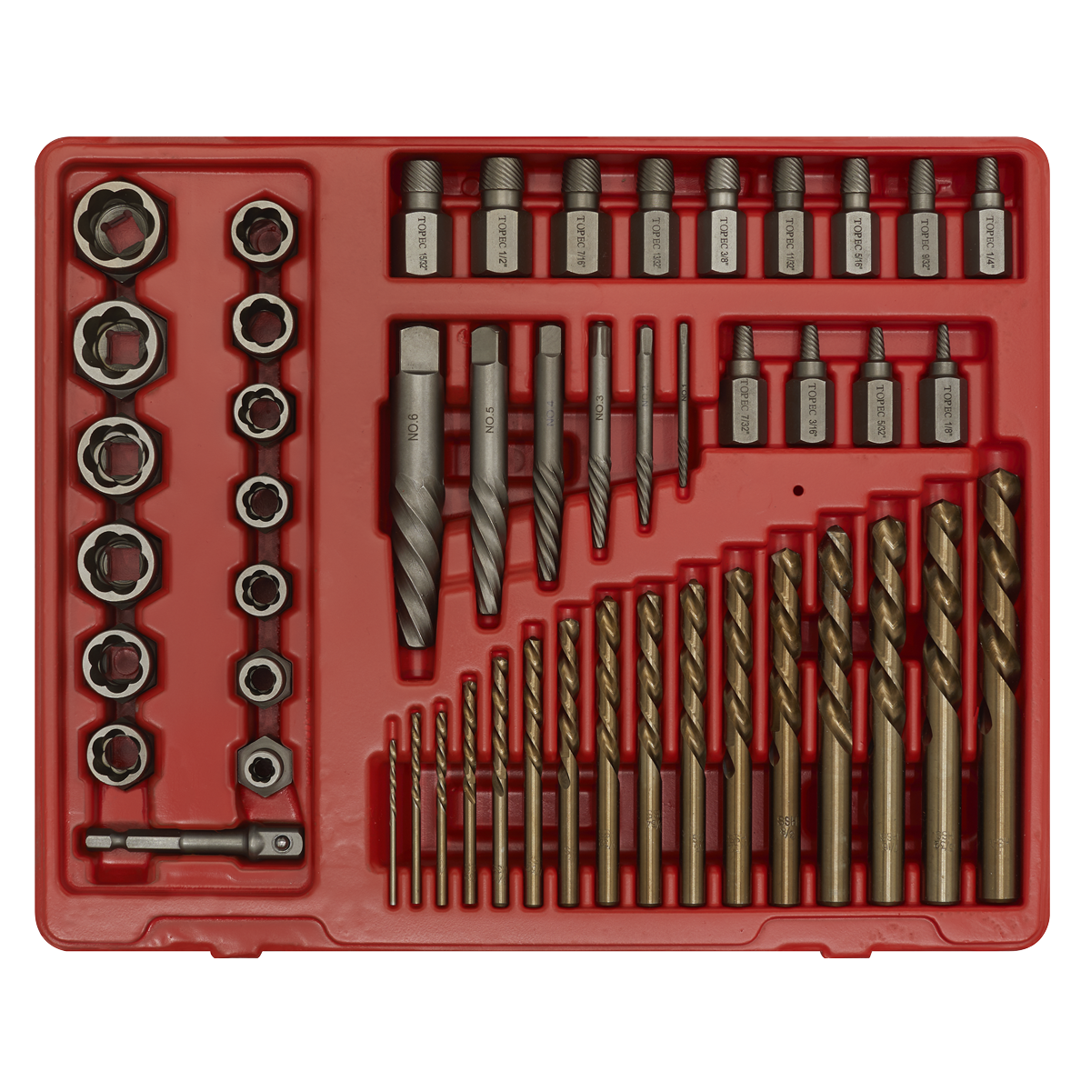 Sealey 49 Pieces 3/8" Square Drive Master Extractor Set In Storage Case AK8149