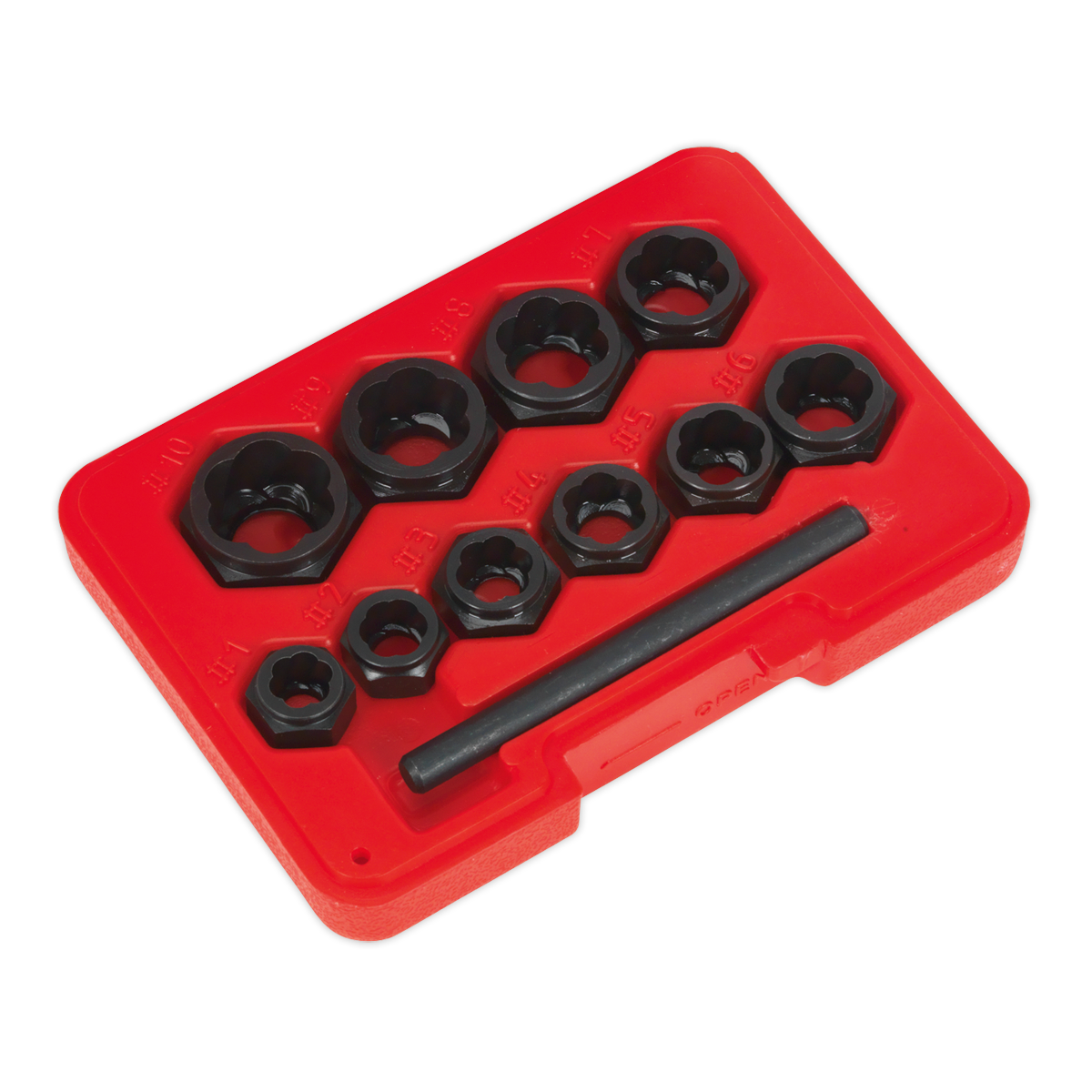 Sealey Bolt Extractor Set Chrome Molybdenum Steel 10 Pieces Spanner Type AK8183