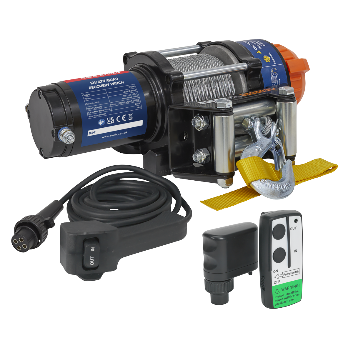 Sealey Wireless Winch ATV1135 Combo Kit High Quality Wire Rope ATV1135KIT