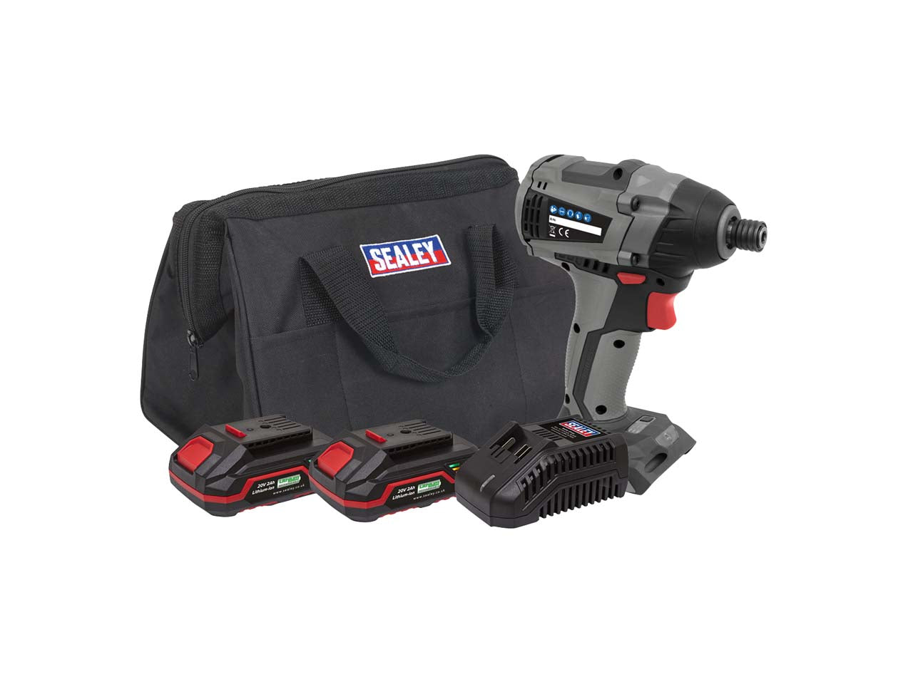 Sealey 20V 1/4" Hex 1x2Ah 2x4Ah Battery Brushless Impact Driver Kit CP20VIDXKIT