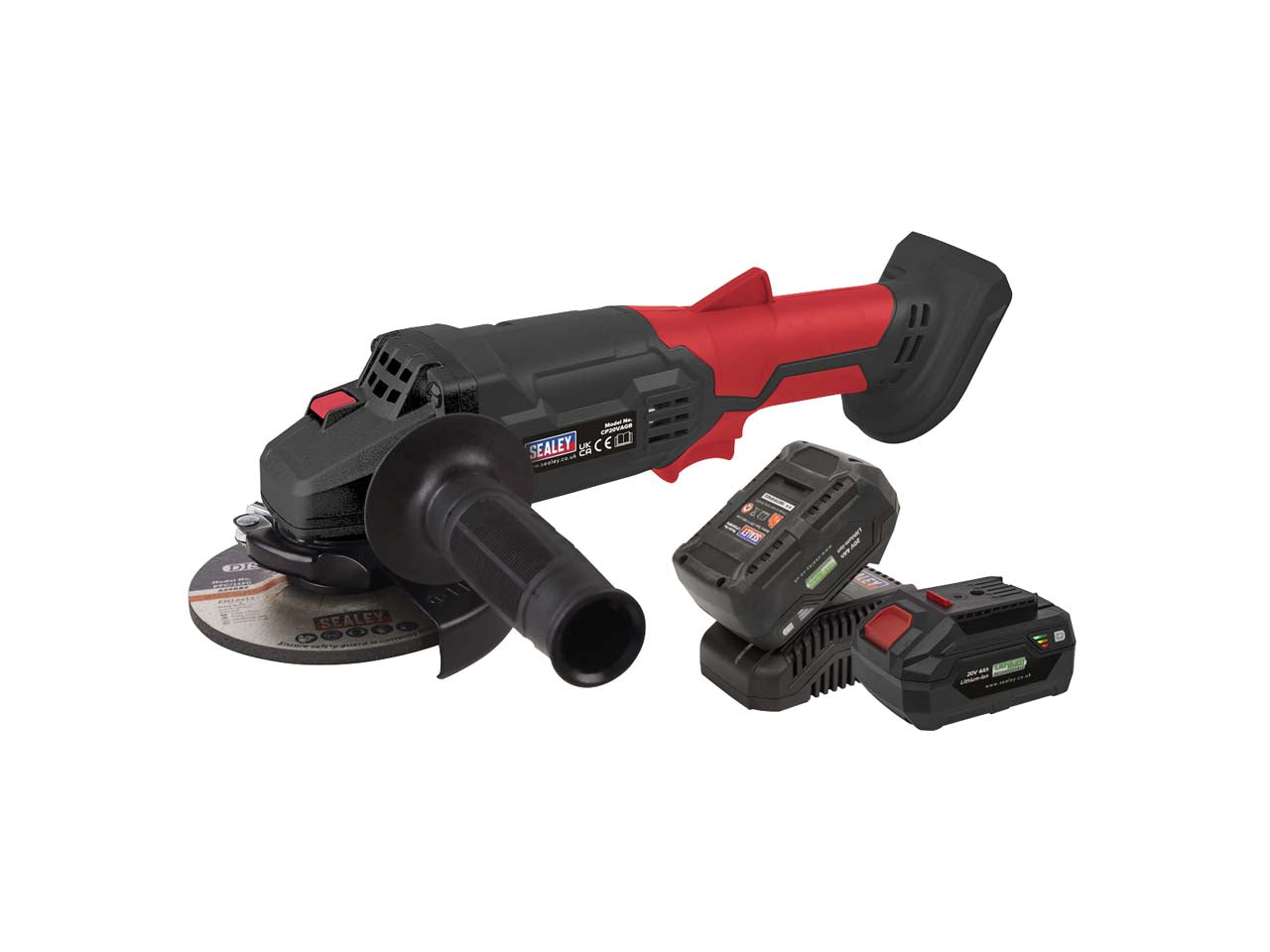 Sealey Cordless Angle Grinder Kit 115mm 20V - 2 Batteries 4Ah CP20VAGBKIT