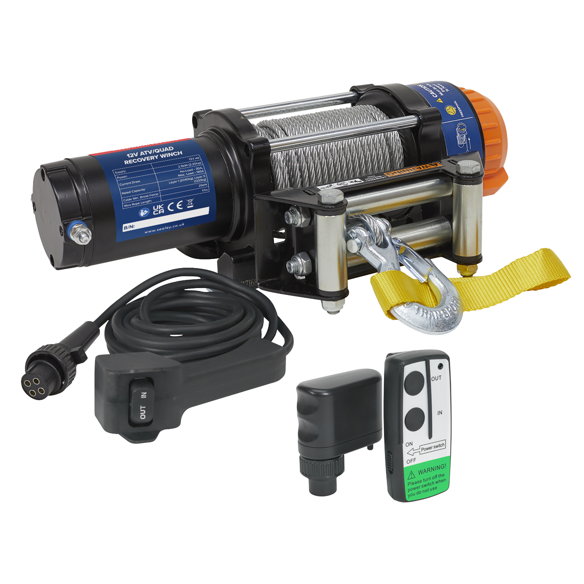 Sealey Wireless Winch ATV2040 Combo Kit High Quality Wire Rope ATV2040KIT