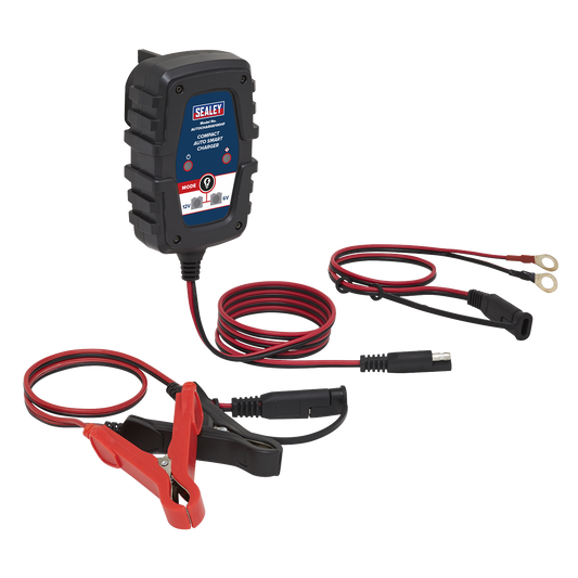 Sealey Compact Auto Smart Charger Heavy Duty Case 1A 6/12V AUTOCHARGE100HF