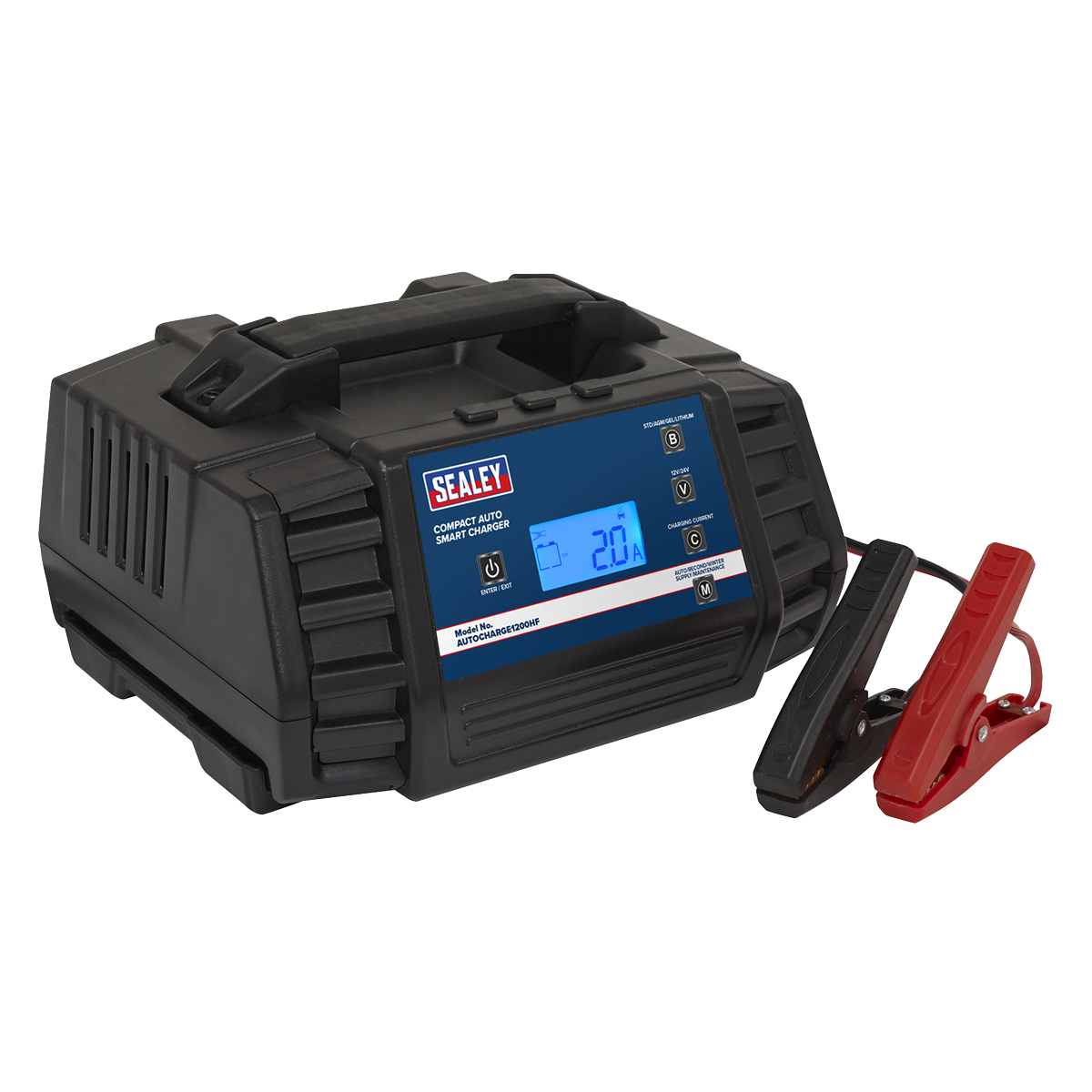 Sealey Compact Auto Smart Charger 12A 9-Cycle 12V 24V Lithium AUTOCHARGE1200HF