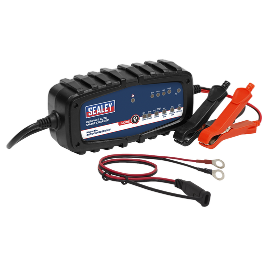 Sealey Compact Auto Smart Charger 2A 9-Cycle 6V 12V Lithium AUTOCHARGE200HF