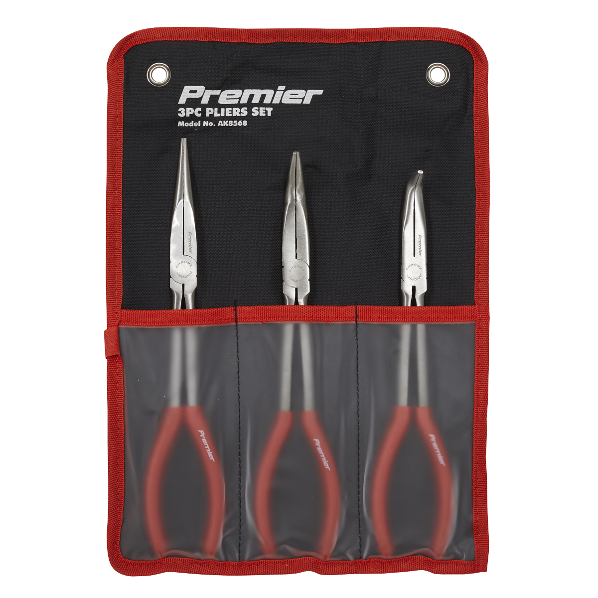 Sealey Needle Nose Pliers Set 3 Pieces 280mm Fully Polished Finish AK8568