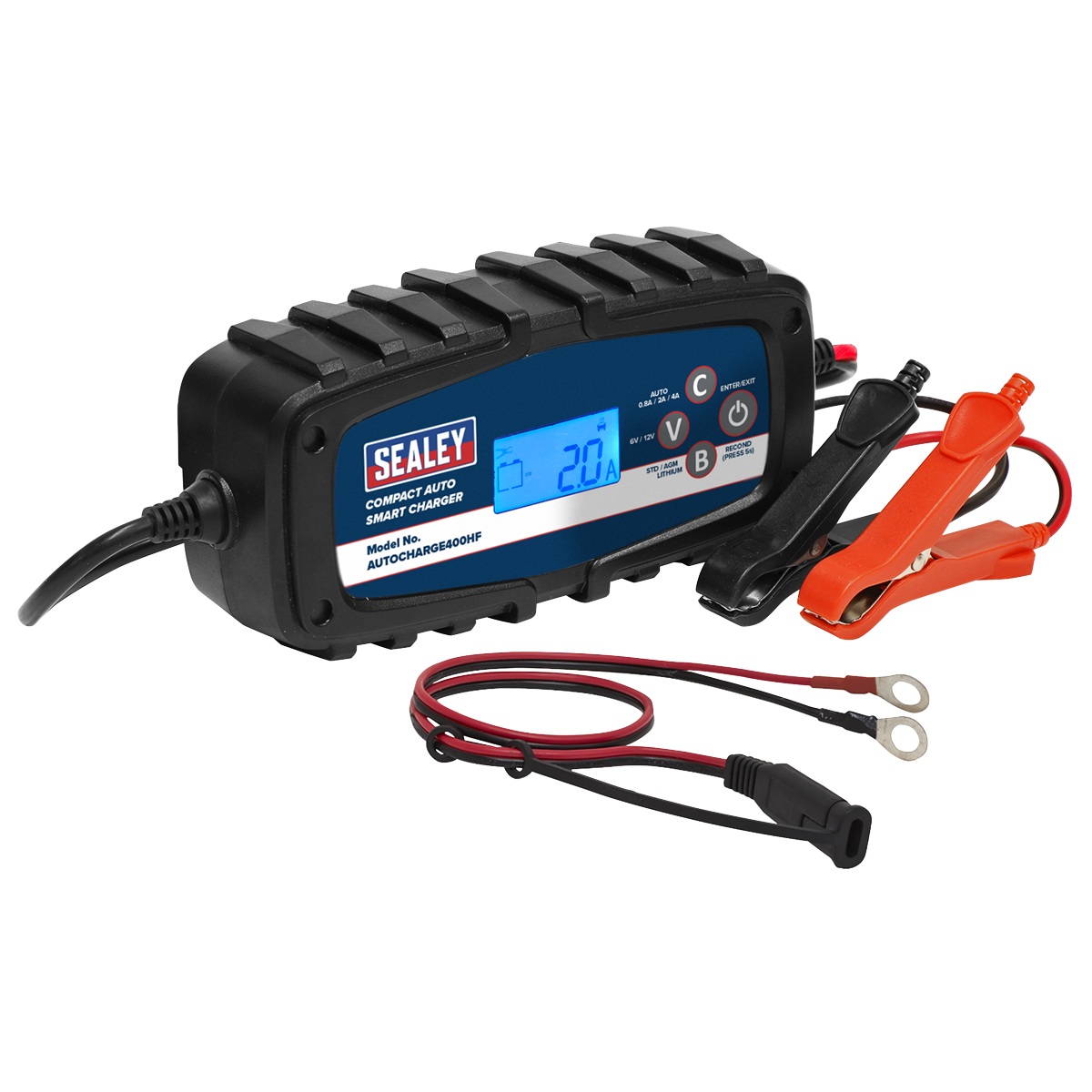 Sealey Compact Auto Smart Charger 4A 9-Cycle 6/12V Lithium AUTOCHARGE400HF