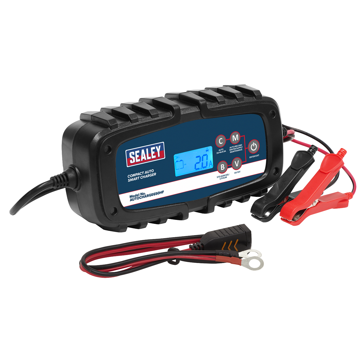 Sealey Compact Auto Smart Charger 6.5A 9-Cycle 6V 12V Lithium AUTOCHARGE650HF