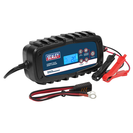 Sealey Compact Auto Smart Charger 6.5A 9-Cycle 6V 12V Lithium AUTOCHARGE650HF
