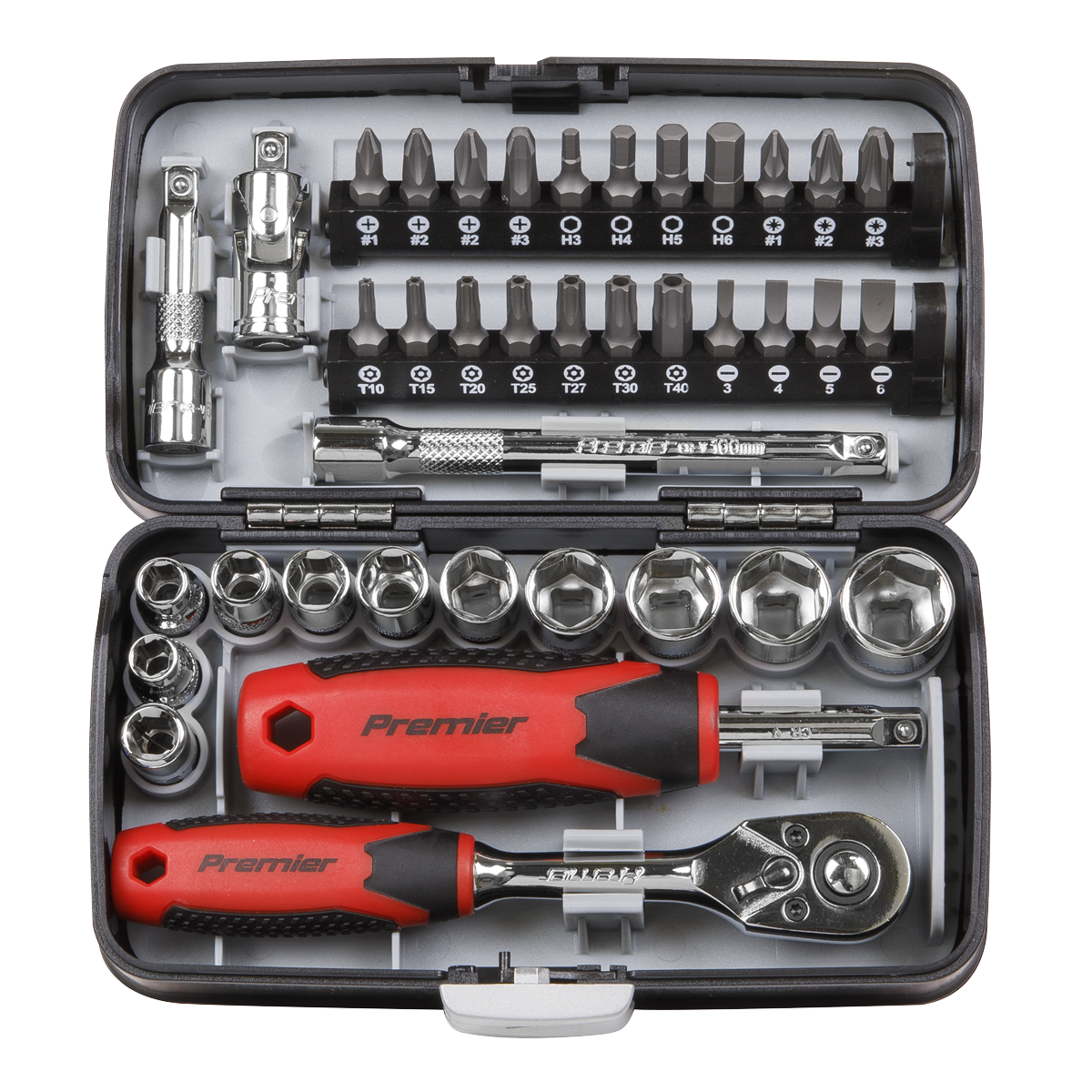 Sealey Socket & Bit Set Chrome Vanadium Steel 38 Pieces 1/4" Square Drive AK8945